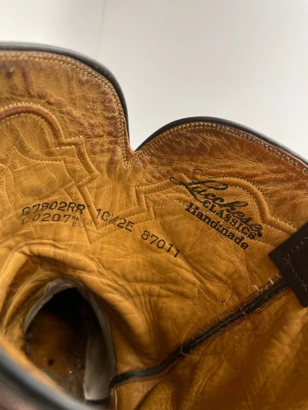 Vintage Lucchese Classics Western Cowboy Boots Brown Leather Men's  10.5 EE Wide